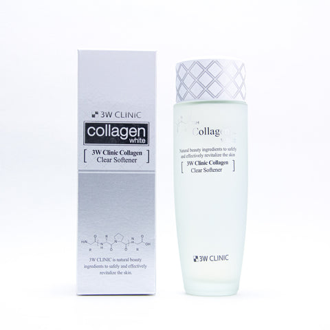 3W Clinic Collagen White Clear Softener, 150 ml:   This moisturizing toner with marine collagen and other natural ingredients smooth your skin while deeply hydrating it