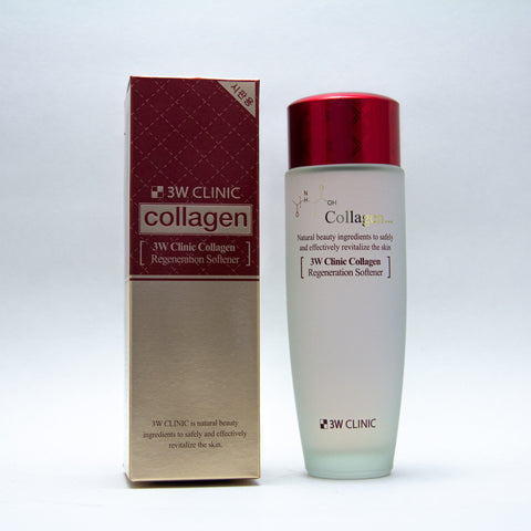 3W Clinic Collagen Regeneration Softener, 150 ml:  This moisturizing softener with marine collagen and other natural ingredients smooths your skin while deeply hydrating it. It also refreshes the skin while keeping the pH balance. Helps condition skin to prepare for proper moisture absorption. 