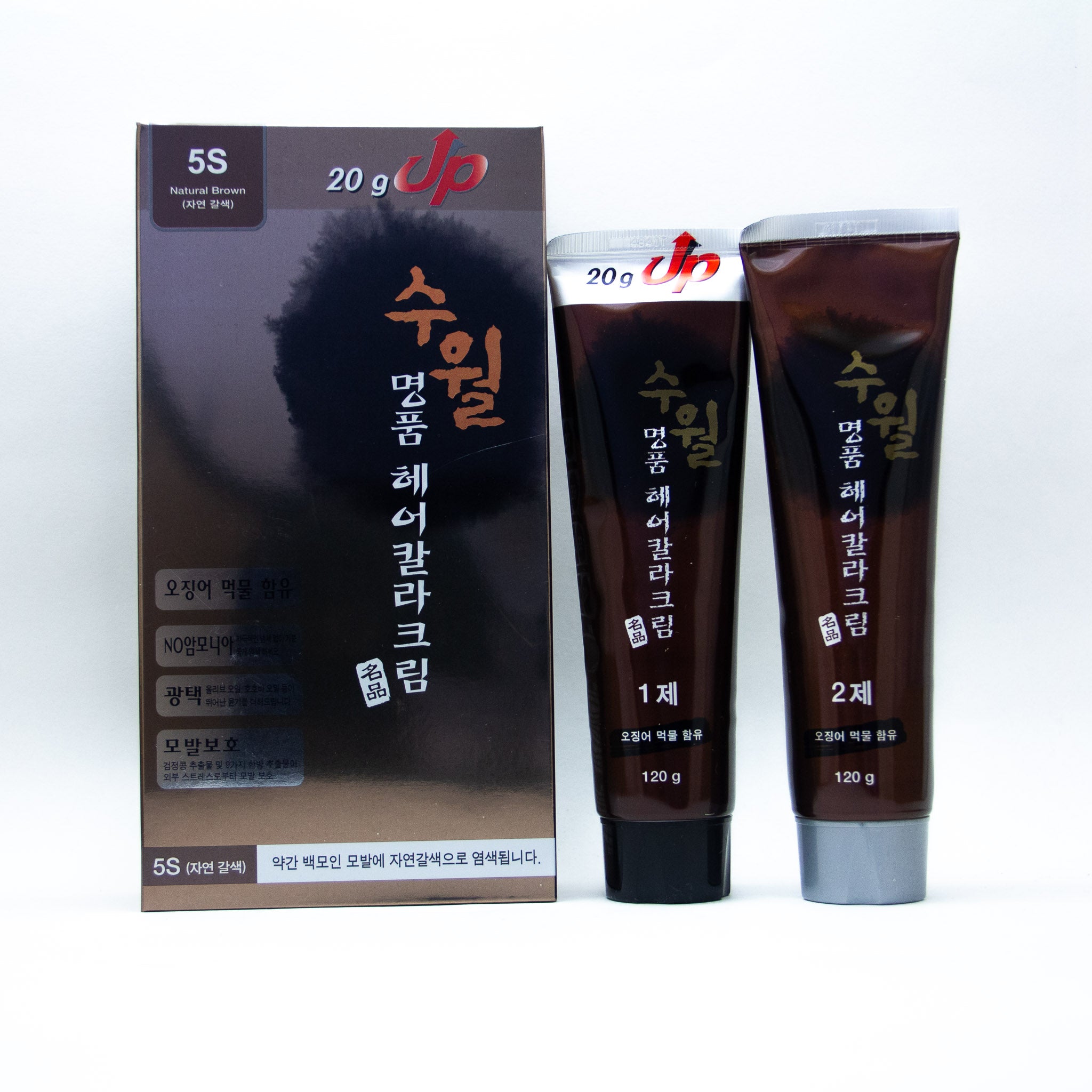 Su Wall Luxury Hair Color Cream (5S Natural Brown): Ammonia-free cream color hair dye formulated with oriental medicinal extracts, olive oil, and jojoba oil