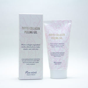 Pure MindPhyto Collagen Peeling Gel, 150 ml:   A skin-polishing exfoliation treatment that thoroughly removes skin surface debris. It targets only dead skin cells and removes them without damaging your skin. It can be used on elbows, knees, hands, and any part of your body. 