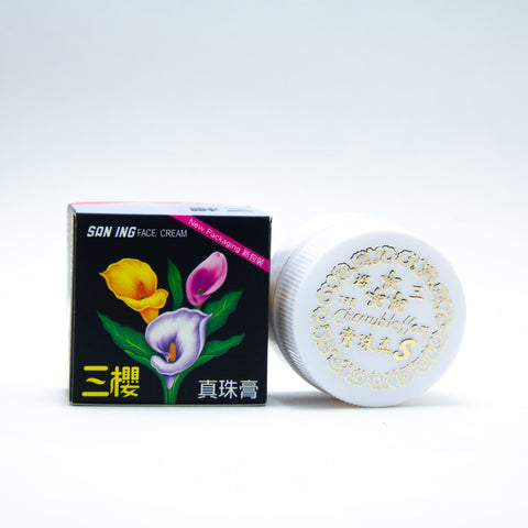 San Ing Face Cream, 0.3 oz:   San Ing is the original pearl face cream that launched an pioneered the skin care revolution in Taiwan. For nearly 50 years, this pearl cream maintains the same trusted and effective formula created by the original founder, Mr. Qing Lian Yang. San Ing Face Cream with pearl smoothes skin complexion, absorbs excess oil throughout the day, and protects skin from harsh contaminants in the environment.