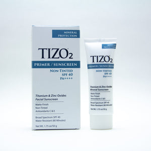 TIZO Primer/Sunscreen SPF 40 PA+++, 1.75 oz / 50 g:   Comes in two options: Tinted (TIZO3) or Non-Tinted (TIZO2)  A facial mineral sunscreen that offers cosmetically elegant sun protection with a matte finish. TIZO3 layers invisibly under makeup to replace one's foundation primer.