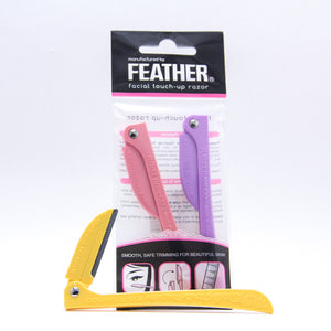 Feather Flamingo Facial Touch-up Razor (pack of 3):   The perfect precision touch-up tool for your face. Platinum-hardened Japanese stainless steel provides precision and long lasting use. The Safety guard adds an extra measure of protection for your skin. The resin coats the blade to provide a gentle, smooth shave. Stores easily and ideal for travel.